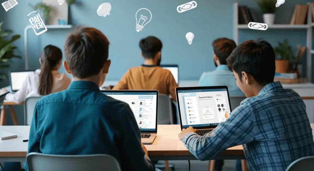 Students studying in a classroom